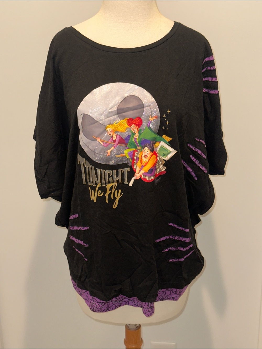 Disney Shirt Womens XL Black Hocus Pocus Tonight We Fly Halloween Dolman Tee Top